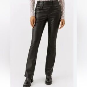 Urban Outfitters UO Y2K Faux Leather black Belted Pant - size 10